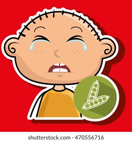boy vegetable cry vector illustration graphic eps 10