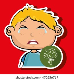 boy vegetable cry vector illustration graphic eps 10