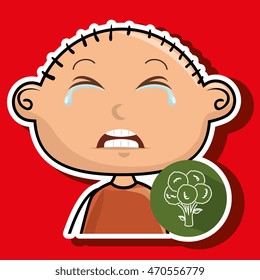 boy vegetable cry vector illustration graphic eps 10