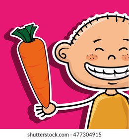 boy vegetables fork carrot