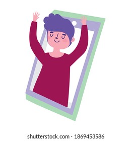 niño en videollamada smartphone aislado de fondo blanco ilustración vectorial