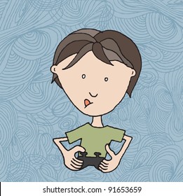 Boy with video game