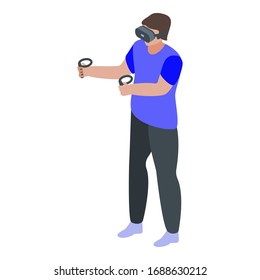 Icono de juego virtual del chico. Iométrico del icono del vector de juego virtual de niño para el diseño web aislado en fondo blanco