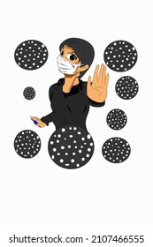 Boy with virus cartoon illustration