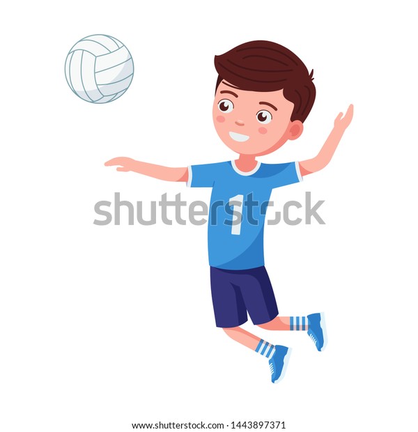 Boy Volleyball Player Hit Ball Jump Stock Vector (Royalty Free ...