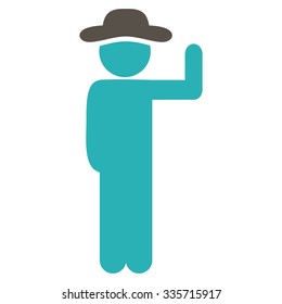 Boy Vote vector icon. Style is bicolor flat symbol, grey and cyan colors, rounded angles, white background.