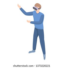 Boy in vr goggles icon. Isometric of boy in vr goggles vector icon for web design isolated on white background