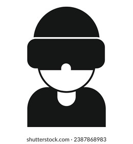 Boy vr headset game icon simple vector. Augmented reality. Digital screen