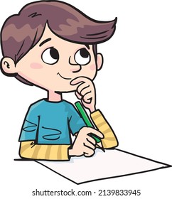 Boy Waiting Inspiration Write Text Stock Vector (Royalty Free ...