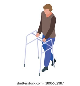 Boy with walker icon. Isometric of boy with walker vector icon for web design isolated on white background