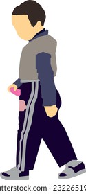 Boy Walking 5 Vector Illustration