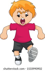 the boy is walking and angry cartoon image illustration
