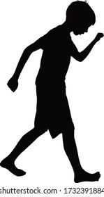 a boy walking body silhouette vector