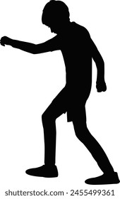 a boy walking body silhouette vector