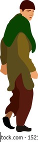 Boy walking, illustration, vector on white background.