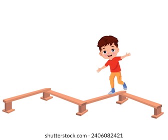 boy walking on balance board