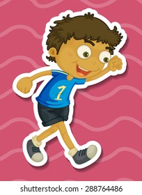 Niño caminando sobre fondo rosado