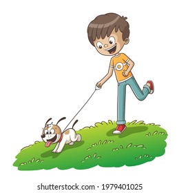 dog and clipart and boy