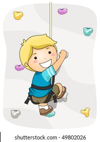 Boy Wall Climbing - Vector