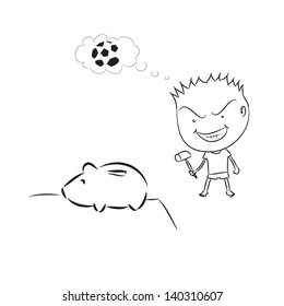 boy wanting to smash a piggy bank