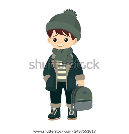 Similar – Image, Stock Photo Young boy in winter clothing