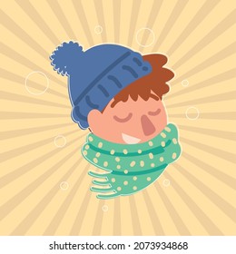 niño con sombrero cálido y bufanda