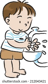 boy wash hand