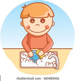 Boy washing