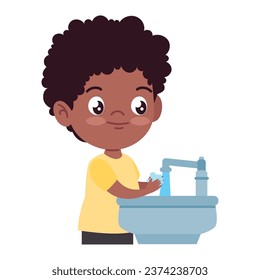 boy washing hands illustration isolated