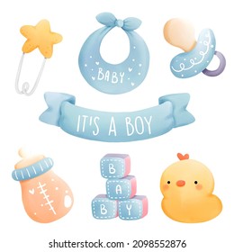 It's a boy watercolor element. vector illustration
