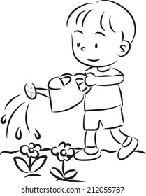 boy watering