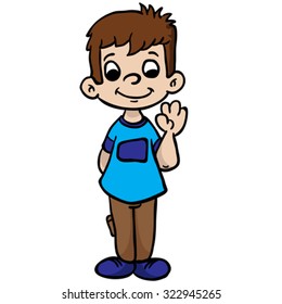 boy wave cartoon illustration