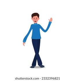 boy waving hand premium vector illustration