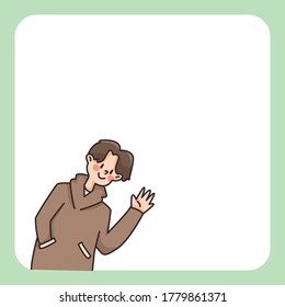 boy waving notepad cute cartoon illustration