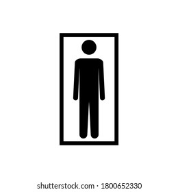 Junge auf wc-tür Symbol, Vektorgrafik einzeln auf weißem Hintergrund