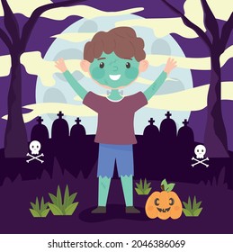 boy wear costume monster halloween celebration