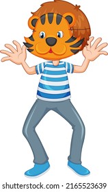 A boy wearing animal mask  illustration