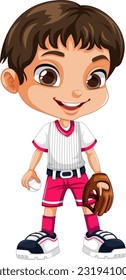 Boy Wearing Baseball Gloves illustration