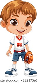 Boy Wearing Baseball Gloves illustration