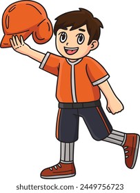 Boy Wearing Baseball Helmet Cartoon Clipart