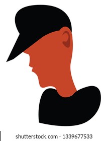 A boy wearing a black hat and a black tshirt vector color drawing or illustration