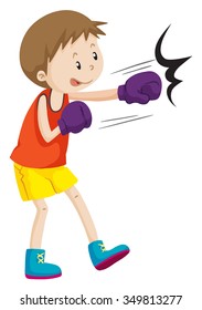 Boy wearing boxing gloves illustration