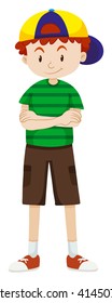 Boy wearing cap and shorts illustration