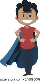 Boy is wearing cloak, illustration, vector on white background.