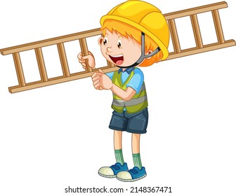 A boy wearing construction worker illustration