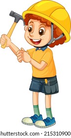 A boy wearing construction worker illustration