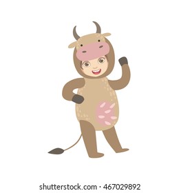 Boy Wearing Cow Animal Costume