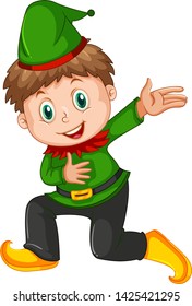 A boy wearing elf costume illustration