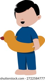 Boy Wearing Float Swimming Illustration