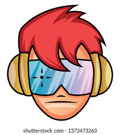 Boy wearing futuristic glasses illustration vector on white background 